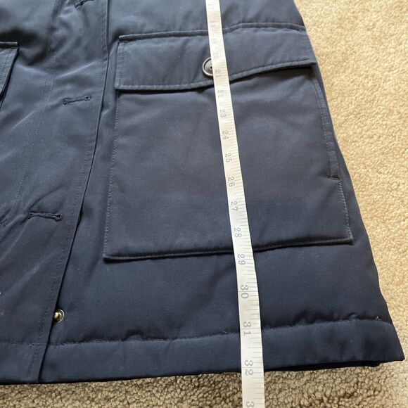 J.Crew Nordic Down Parka Women Small Navy Sherpa Hood Faux Fur Trim Preppy Heavy - Picture 8 of 11